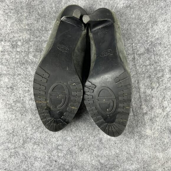 Circa Joan & David Black Suede Bootie Heels & Laces Gray Green 8M - Picture 5 of 7